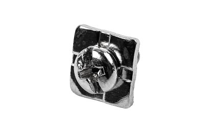 [E] น็อตยึดสายไฟ สแตนเลสชุบนิกเกิ้ล M4x8 mm พร้อมแหวนทรงสี่เหลี่ยม ขนาด 10x10 mm